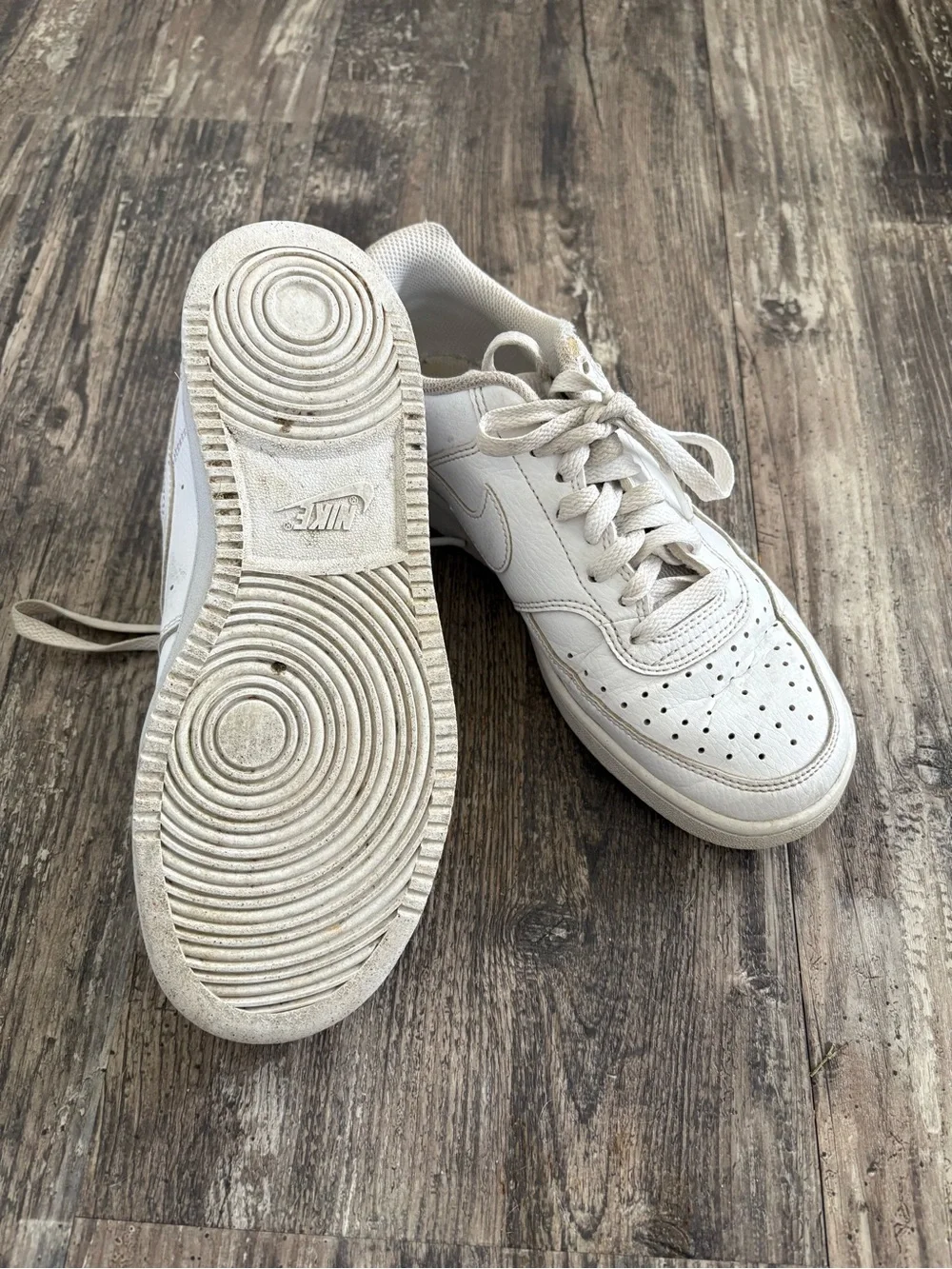 Nike Court Vision Off-White Leather Low-Top Sneakers - Picture 2 of 6